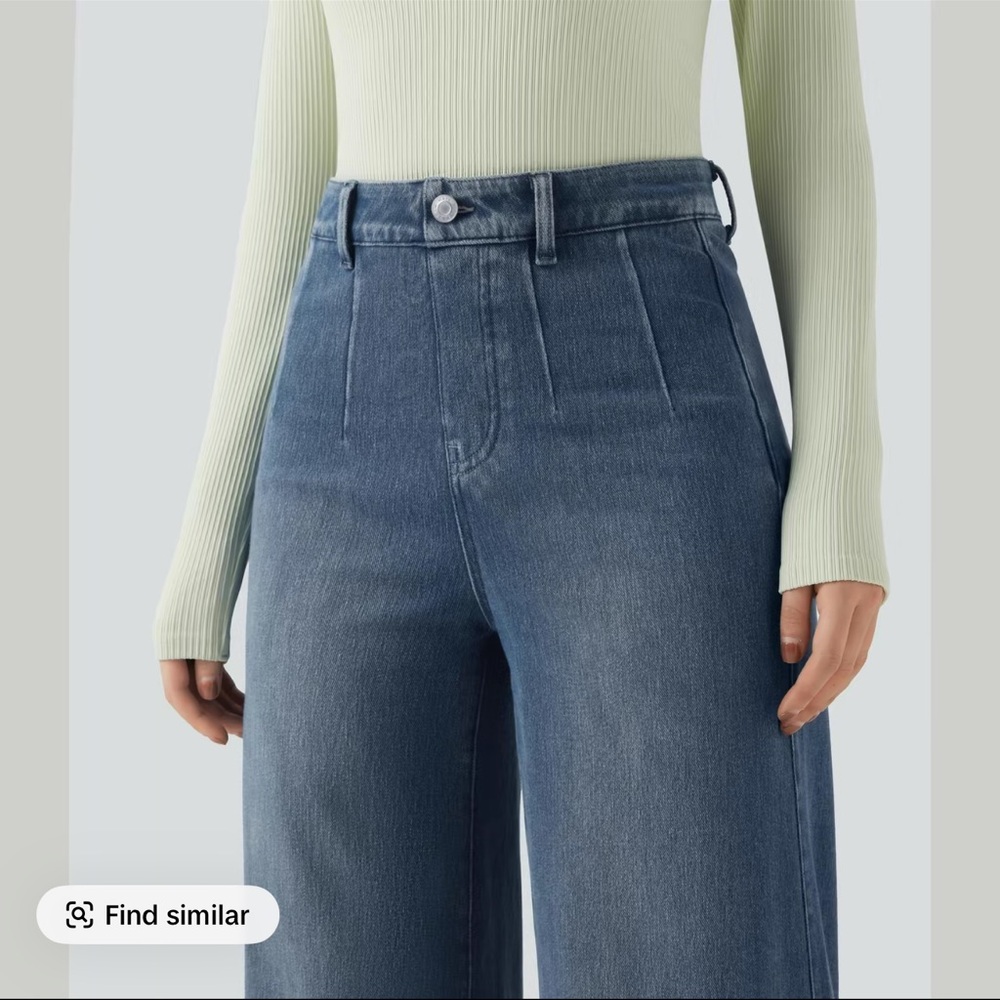 Halara denim flex Casual Wide-Leg with tummy control pats - Picture 3 of 4